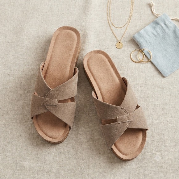 Earth Origins Shoes - Earth Origins Suede Slide Sandals Womens 8.5 Brown Lexi Sedona Casual Comfort